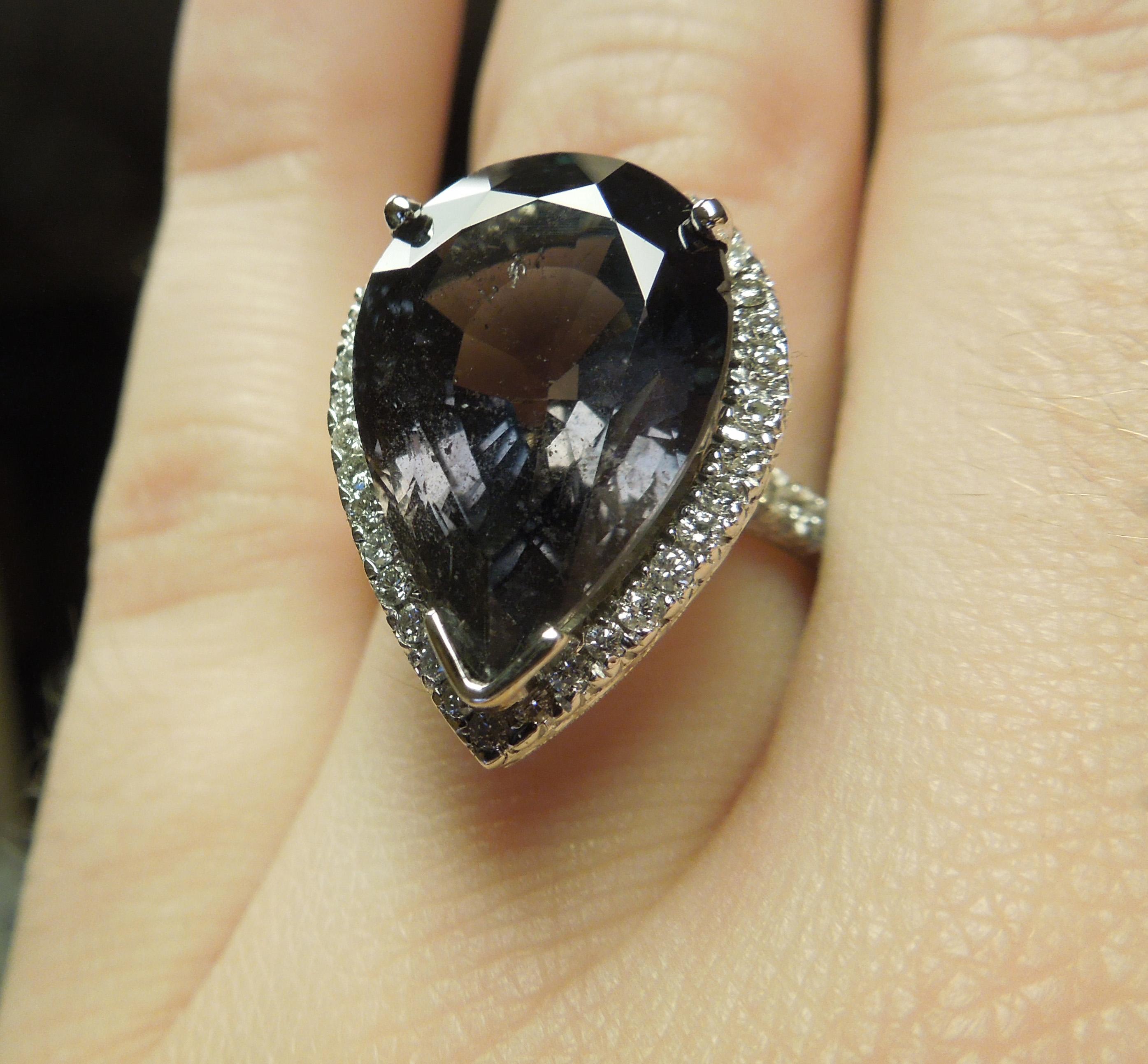 GIA 14.02 Carat Mystic Sapphire Halo Ring In Excellent Condition For Sale In METAIRIE, LA