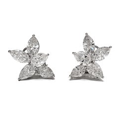 GIA 14.17 Carat Diamond Cluster Earrings