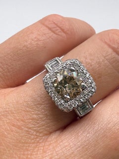 GIA 1.44ct Fancy Yellow Brown VS2 Diamond ring 18KT gold