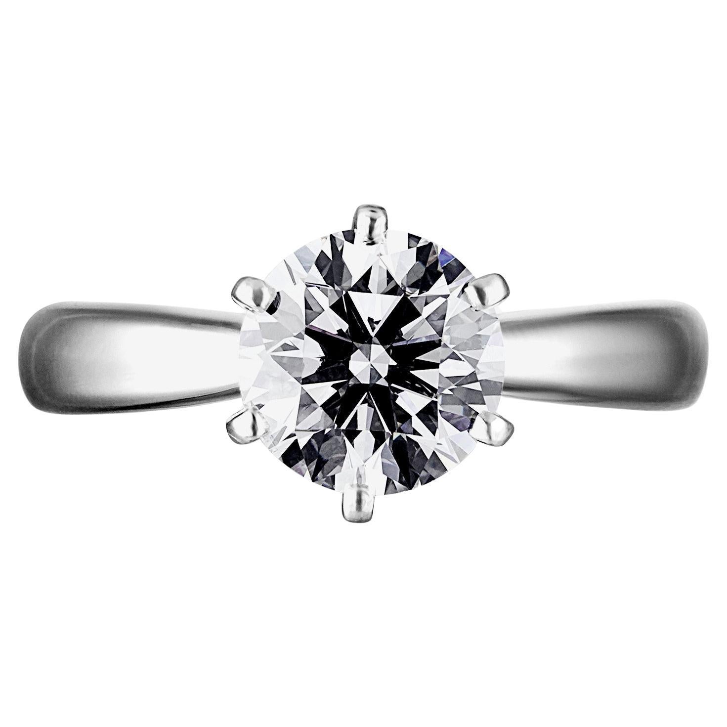 GIA 1.45ct H SI1 Round Cut Solitaire Engagement Wedding Platinum Estate Ring For Sale