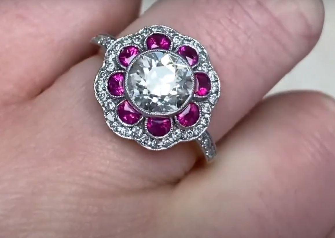 GIA 1.47 Carat Old Euro-cut Diamond Engagement Ring, VS1 Clarity, Diamond Halo For Sale 1