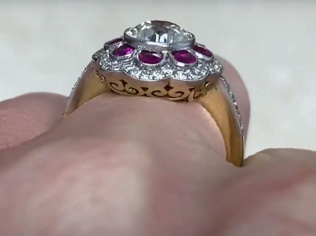 GIA 1.47 Carat Old Euro-cut Diamond Engagement Ring, VS1 Clarity, Diamond Halo For Sale 2