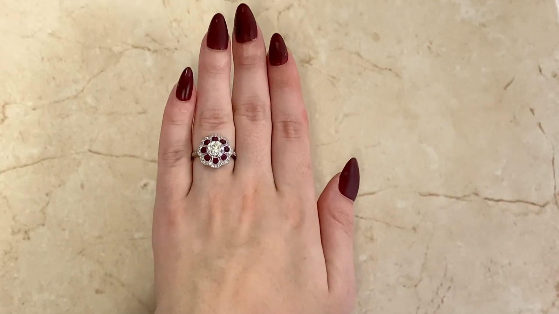 Verlobungsring mit Diamanten im alten Euroschliff (GIA ca. 1,4 kt), Diamant-Halo im Angebot 2