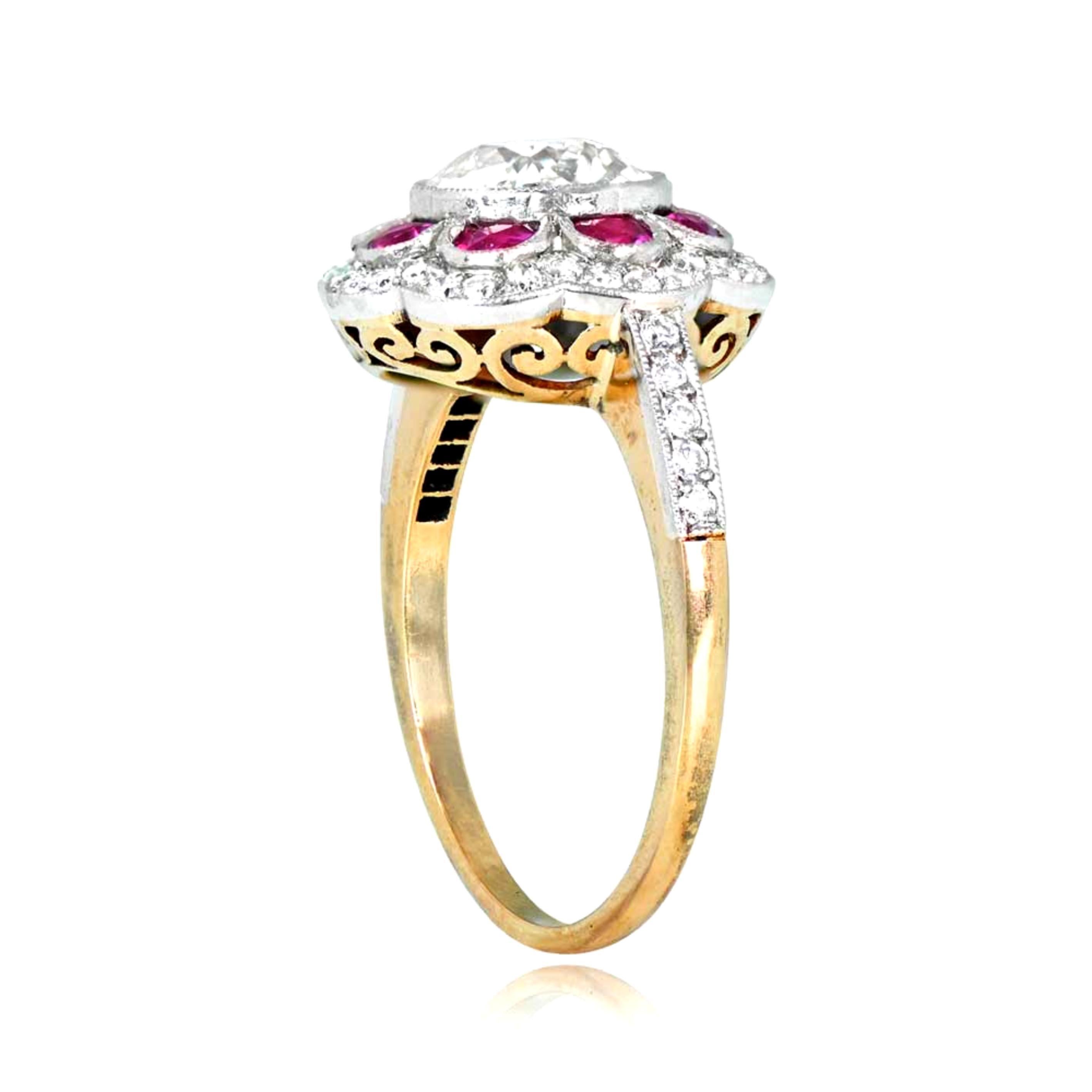 Old European Cut GIA 1.47 Carat Old Euro-cut Diamond Engagement Ring, VS1 Clarity, Diamond Halo For Sale