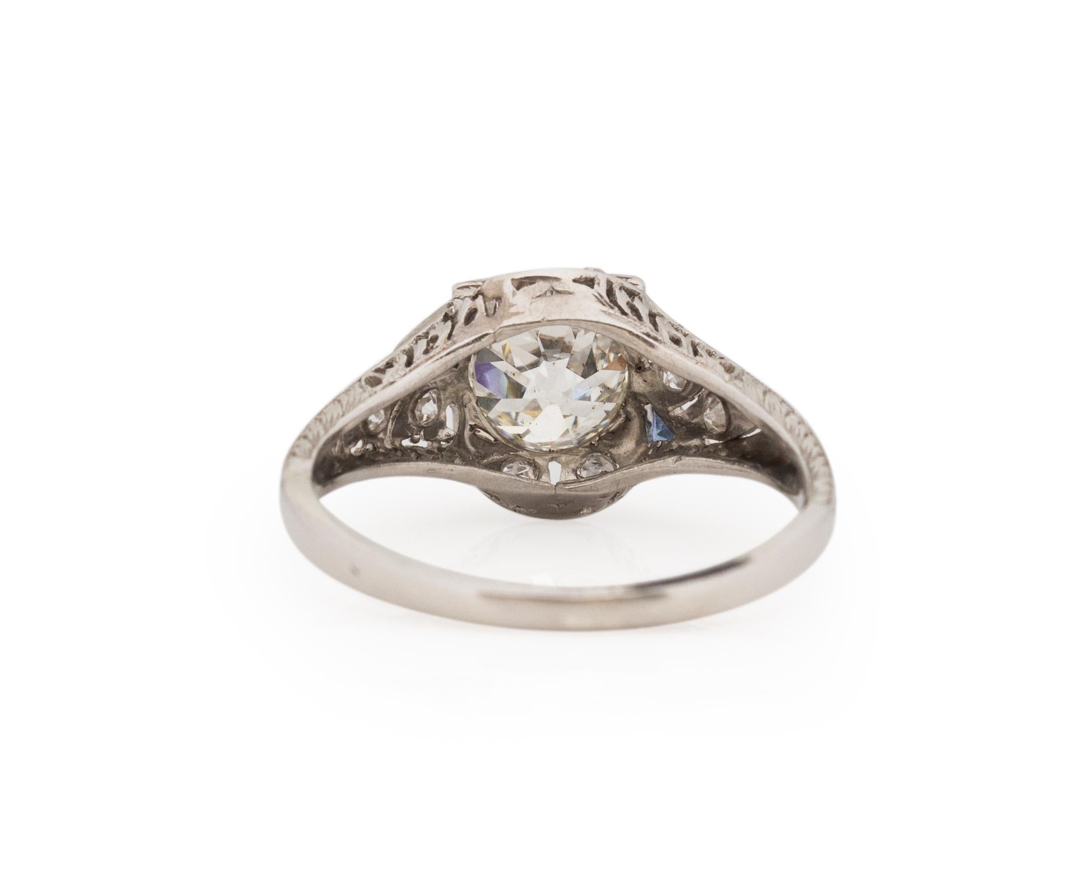 GIA 1,48 Karat Art Deco Diamant Platin Verlobungsring mit Diamanten (Alteuropäischer Schliff) im Angebot