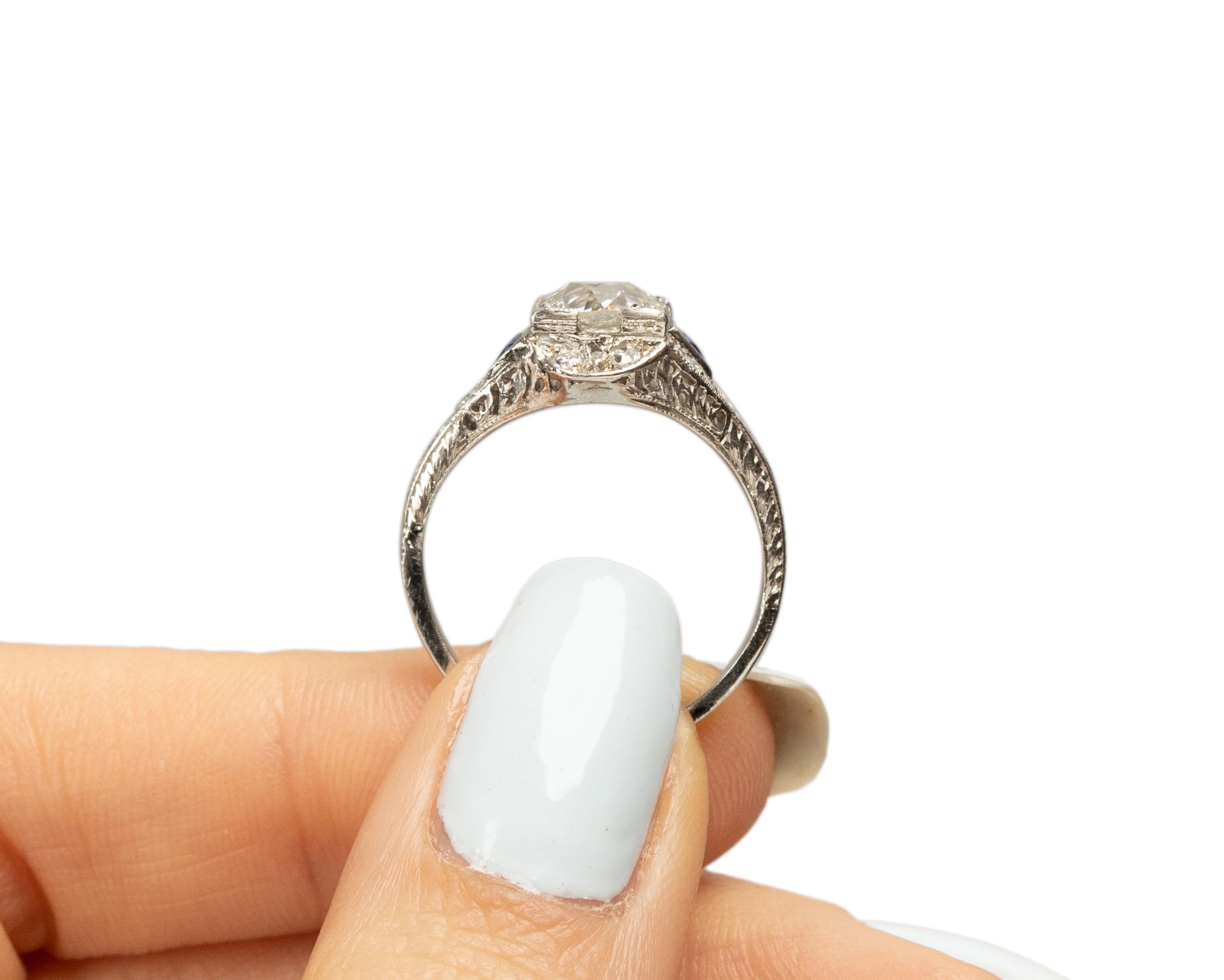 GIA 1.48 Carat Art Deco Diamond Platinum Engagement Ring For Sale 3
