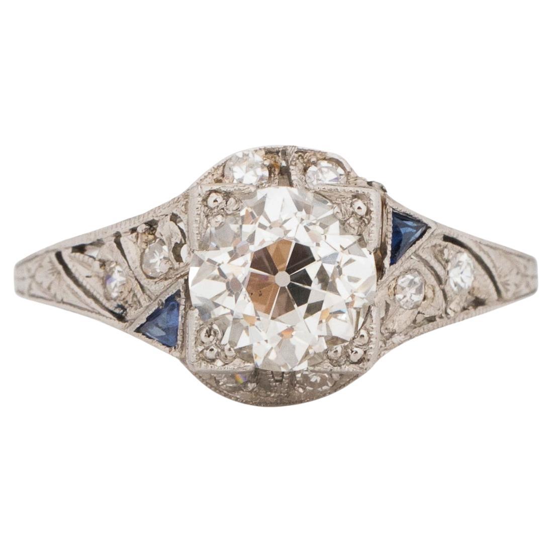 GIA 1.48 Carat Art Deco Diamond Platinum Engagement Ring For Sale