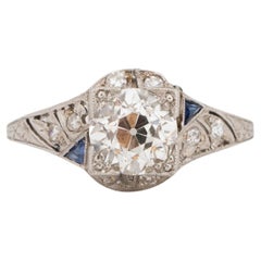 GIA 1,48 Karat Art Deco Diamant Platin Verlobungsring mit Diamanten