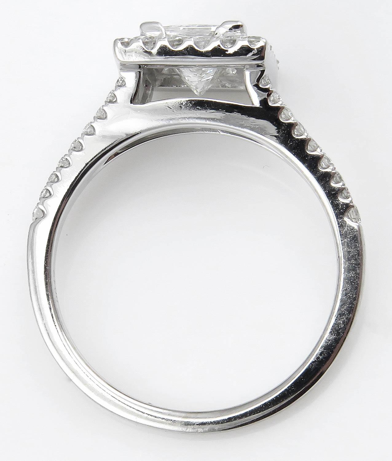 Women's or Men's GIA 1.48 Carat Princess Diamond Engagement Wedding White Gold Ring For Sale