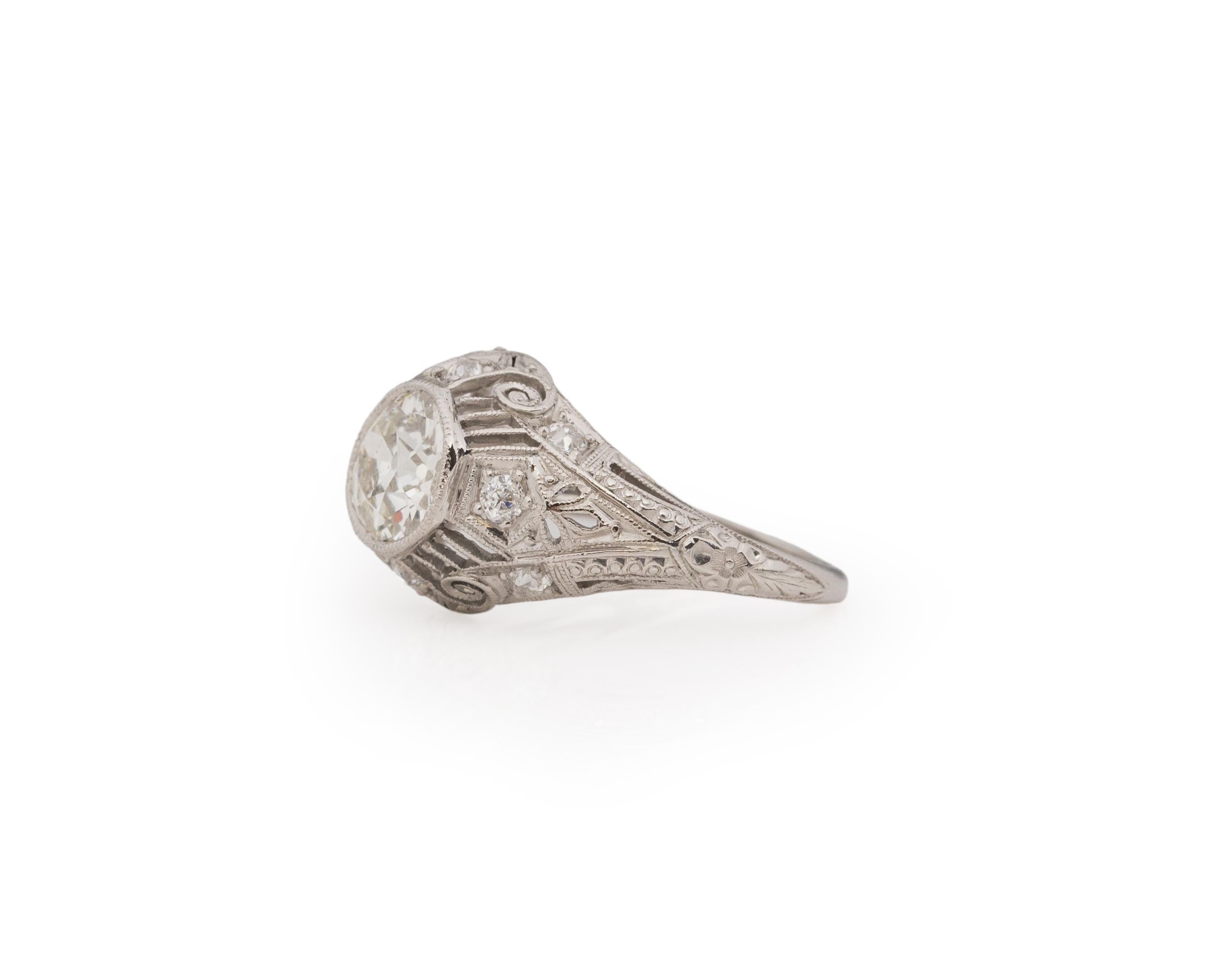 Bague de fiançailles Art déco en or jaune 14 carats avec diamants de 1,49 carat certifiés GIA Bon état - En vente à Hicksville, NY