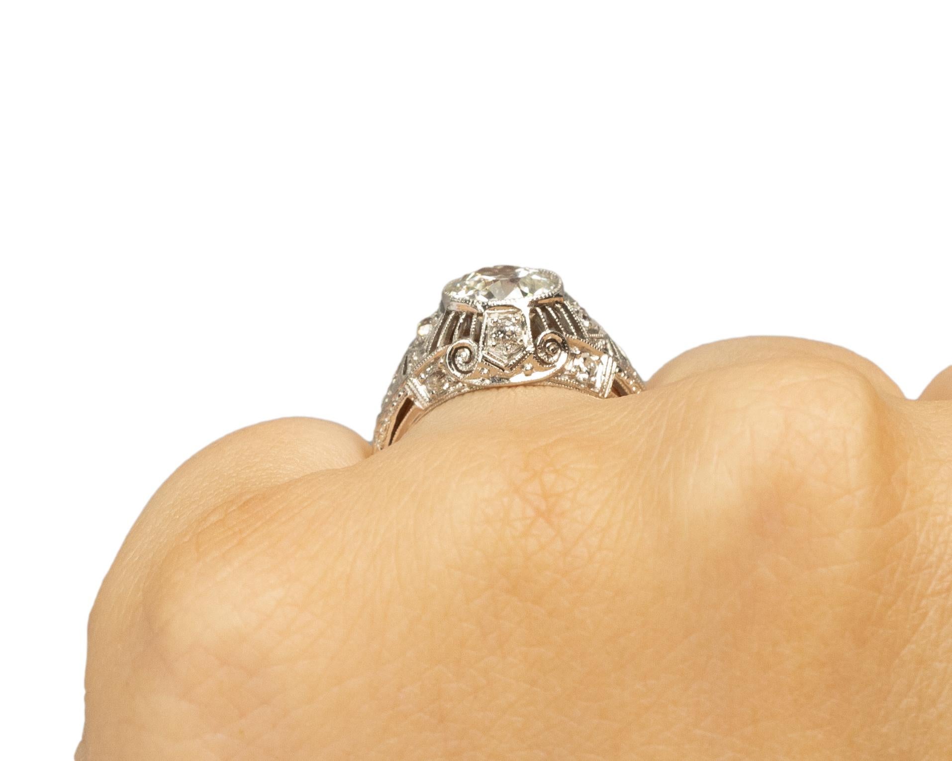 Bague de fiançailles Art déco en or jaune 14 carats avec diamants de 1,49 carat certifiés GIA en vente 1