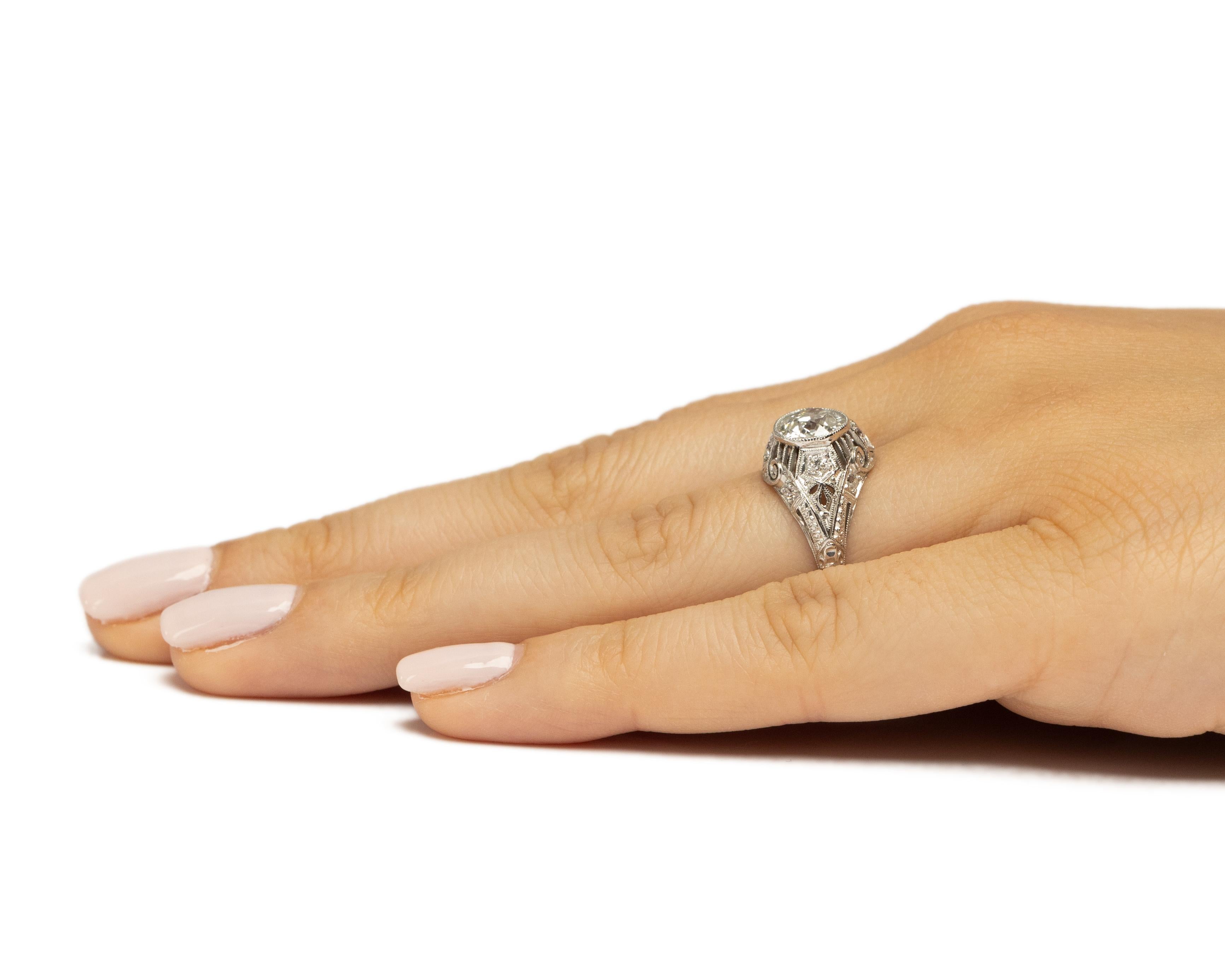 Bague de fiançailles Art déco en or jaune 14 carats avec diamants de 1,49 carat certifiés GIA en vente 2