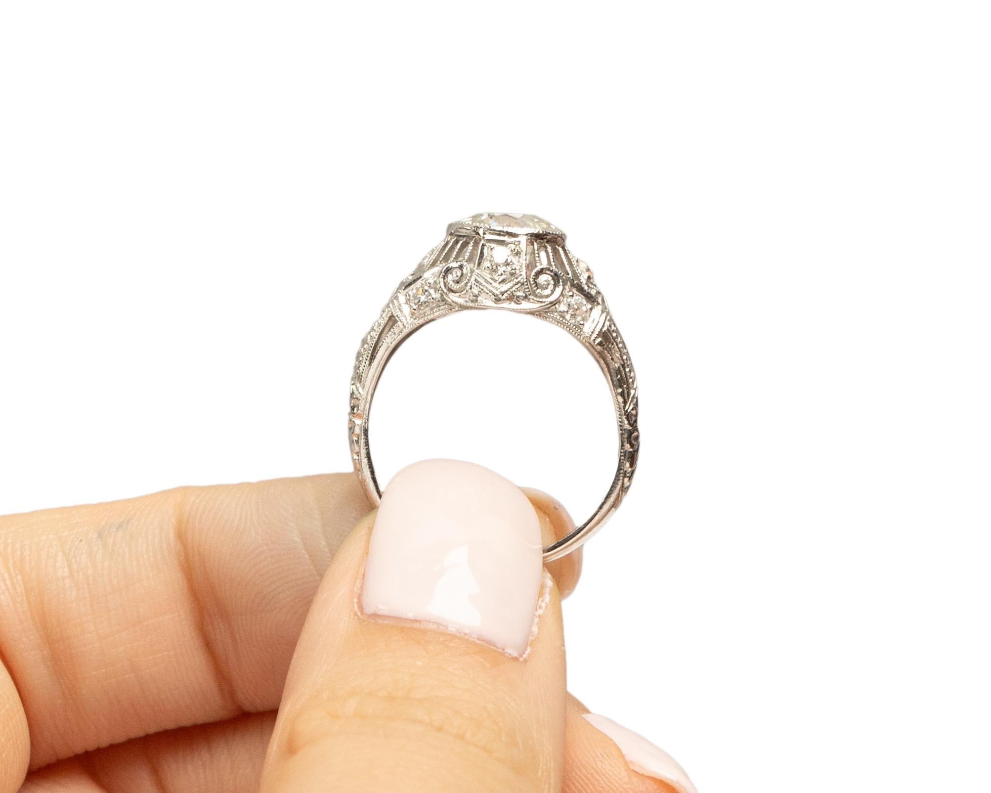 Bague de fiançailles Art déco en or jaune 14 carats avec diamants de 1,49 carat certifiés GIA en vente 3