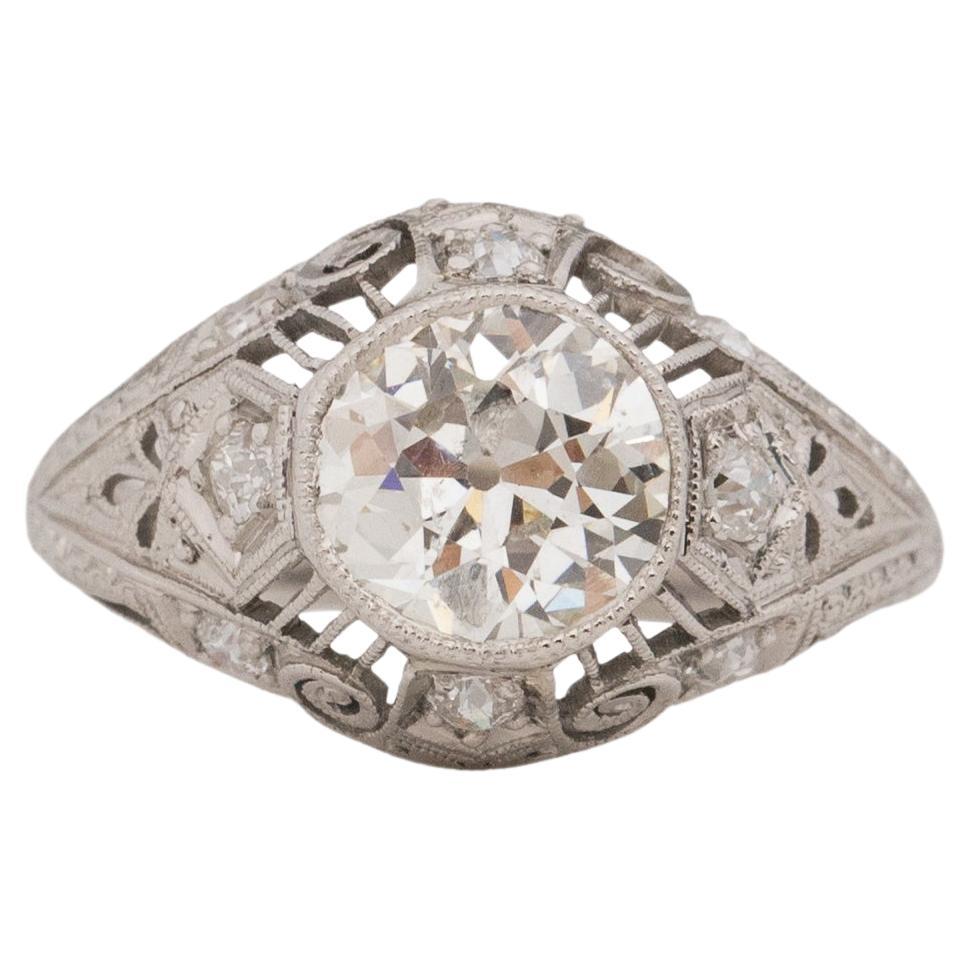GIA 1.49 Carat Art Deco Diamond 14 Karat Yellow Gold Engagement Ring