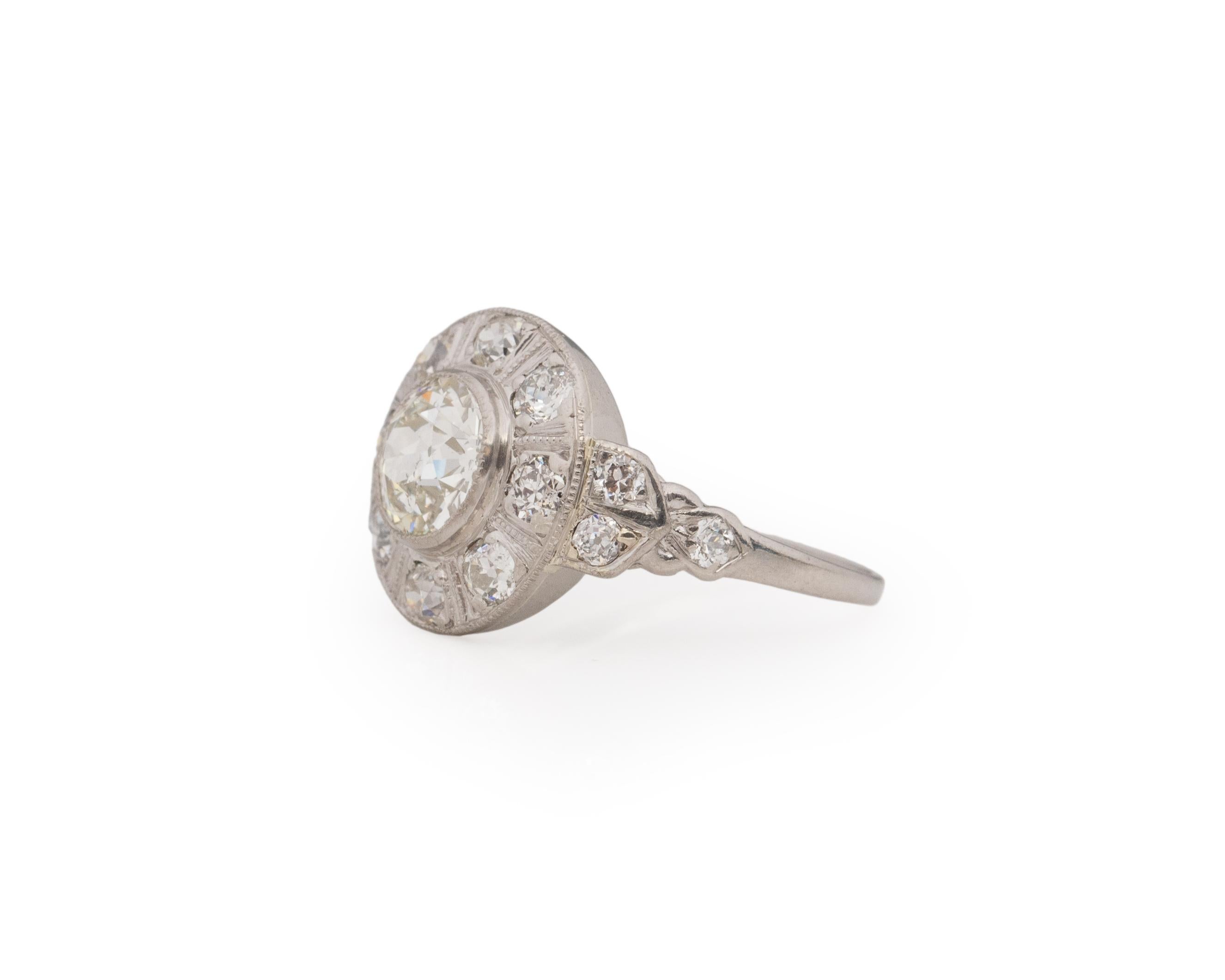 GIA Anillo de compromiso de platino con diamantes Art Decó de 1.49 quilates Corte europeo antiguo en venta