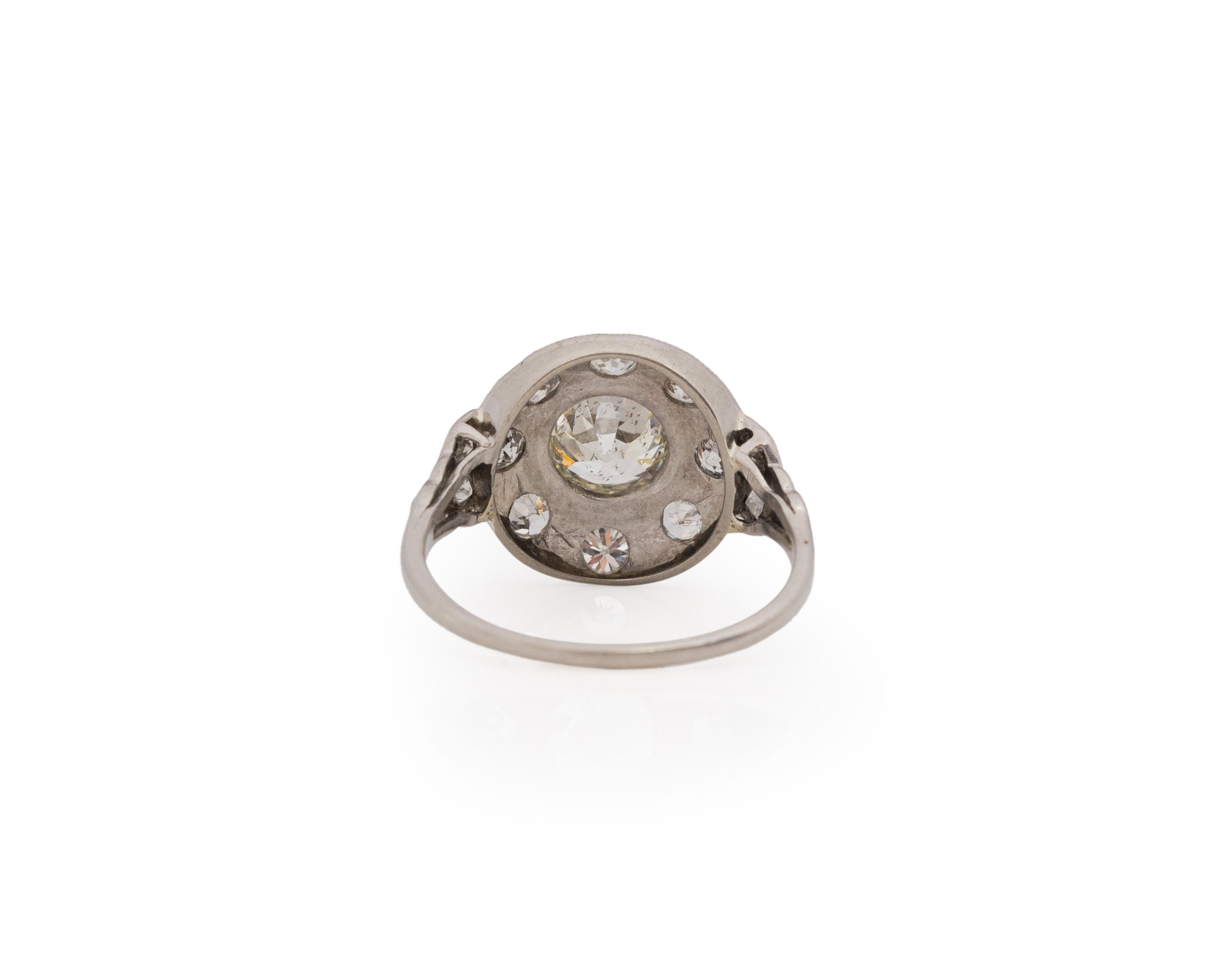 GIA Anillo de compromiso de platino con diamantes Art Decó de 1.49 quilates en Bueno estado para la venta en Hicksville, NY
