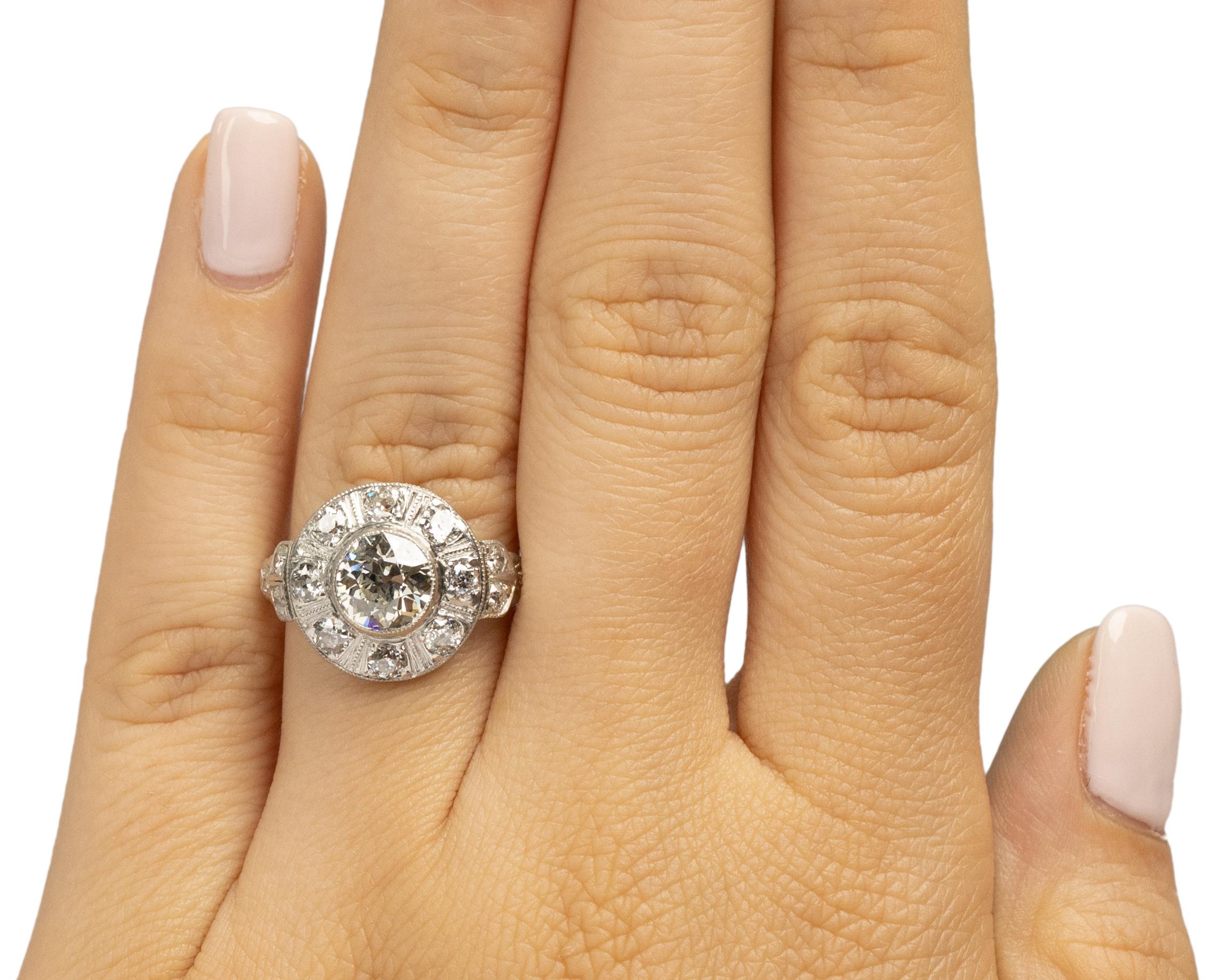 De las mujeres GIA Anillo de compromiso de platino con diamantes Art Decó de 1.49 quilates en venta