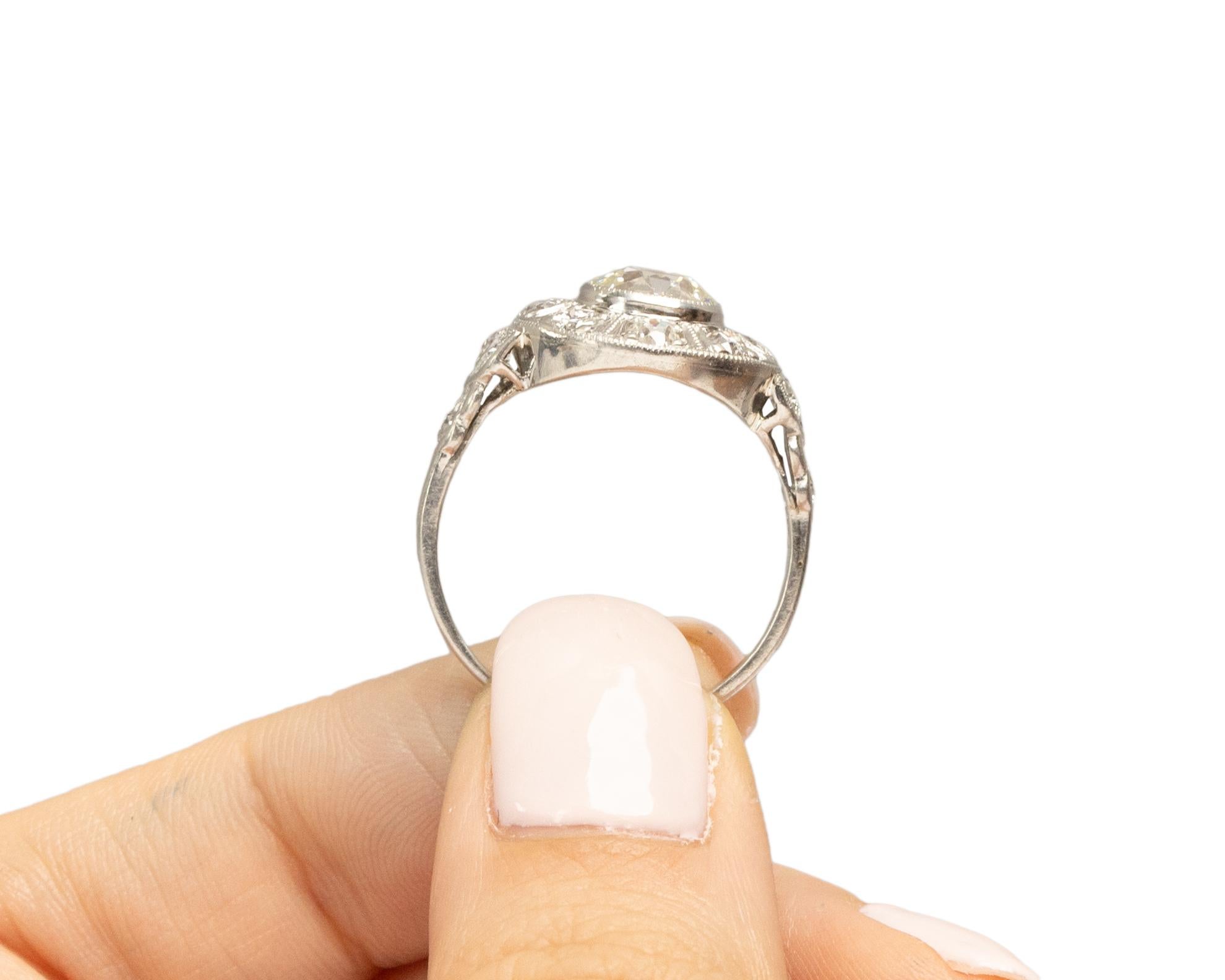 GIA Anillo de compromiso de platino con diamantes Art Decó de 1.49 quilates en venta 3