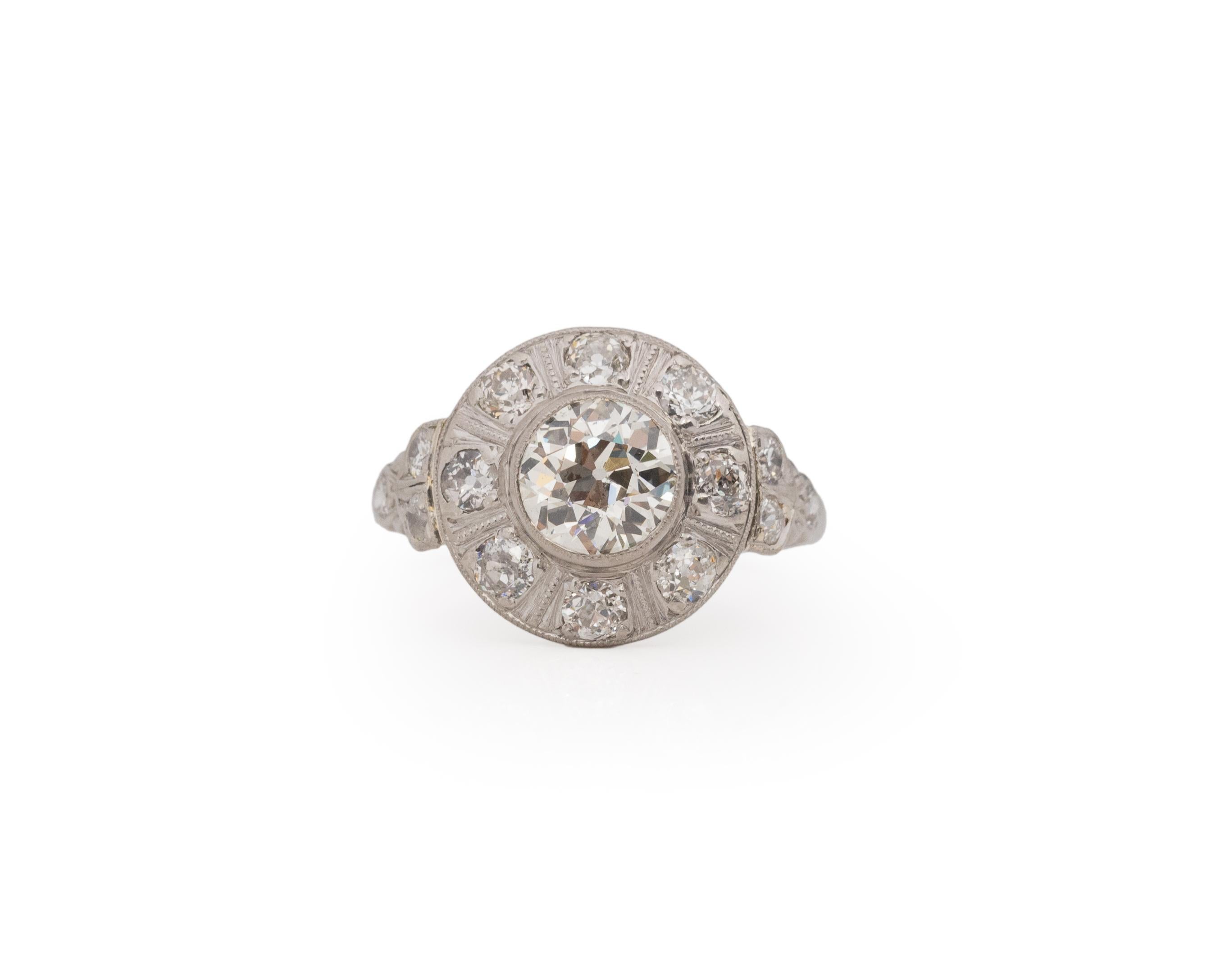 GIA 1.49 Carat Art Deco Diamond Platinum Engagement Ring