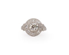 Bague de fiançailles Art déco en platine avec diamant de 1,49 carat certifié GIA