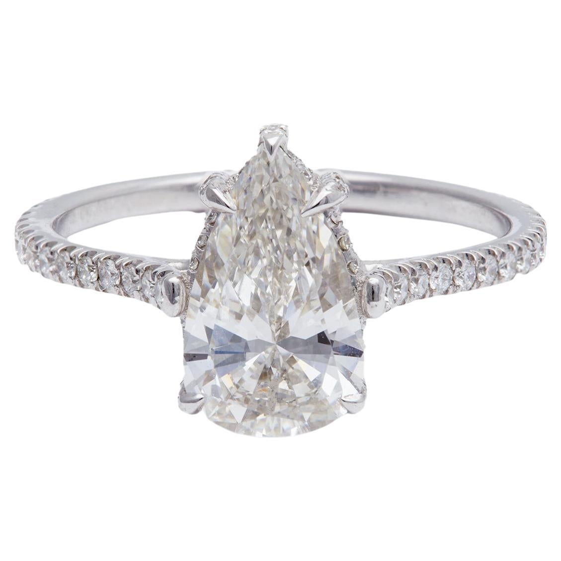 GIA 6.12 Carats Pear Cut Diamond Platinum Ring For Sale at 1stDibs