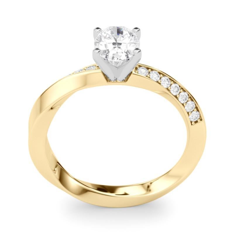 Donna GIA 1,4ct Solitario ovale a fascia quadrata ritorta in oro giallo 18 carati in vendita