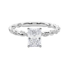 GIA 1.4ct Radiante Micro Pave Fascia a treccia intrecciata  Anello con diamante