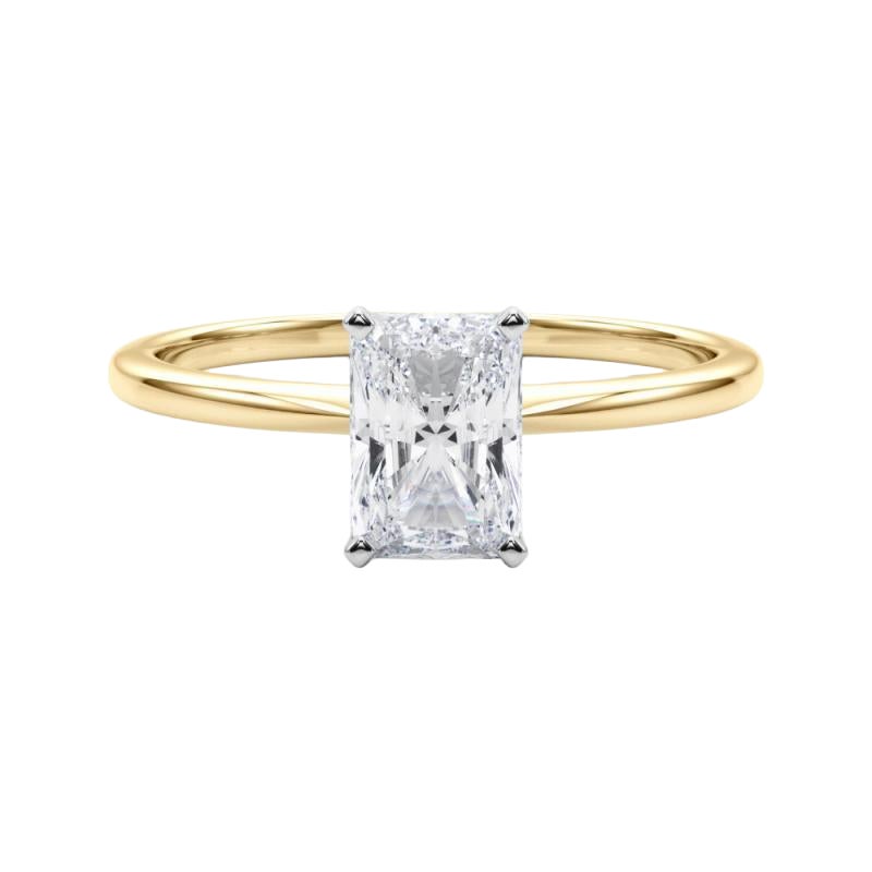 GIA 1,4ct Radiant Prong Set Solitaire Slim Band in oro giallo 18K Diamond