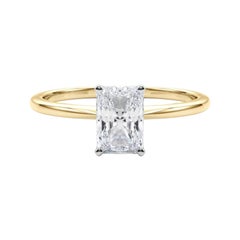 GIA 1,4ct Radiant Prong Set Solitaire Slim Band in oro giallo 18K Diamond