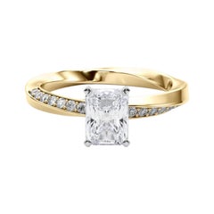 GIA 1,4ct Radiant Solitaire Twisted Square Band in oro giallo 18K Diamond Ring