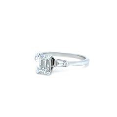 GIA 14ct White Gold Emerald Cut Diamond Ring 1.27ct 2.5g