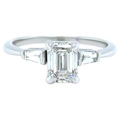 GIA 14ct White Gold Emerald Cut Diamond Ring 1.27ct 2.5g