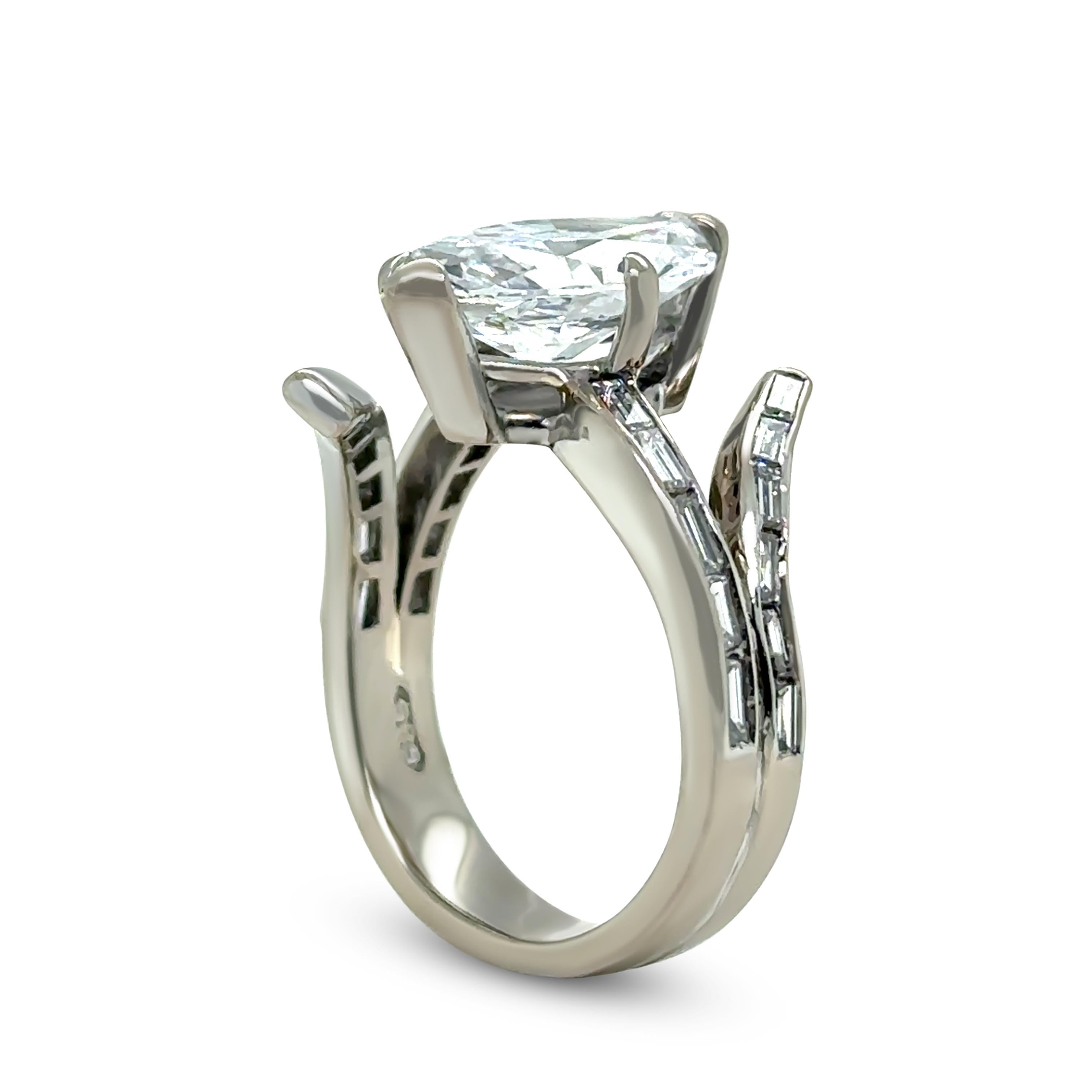 GIA Anillo de diamantes marquesa de oro blanco de 14 ct 3,52 ct en venta 5