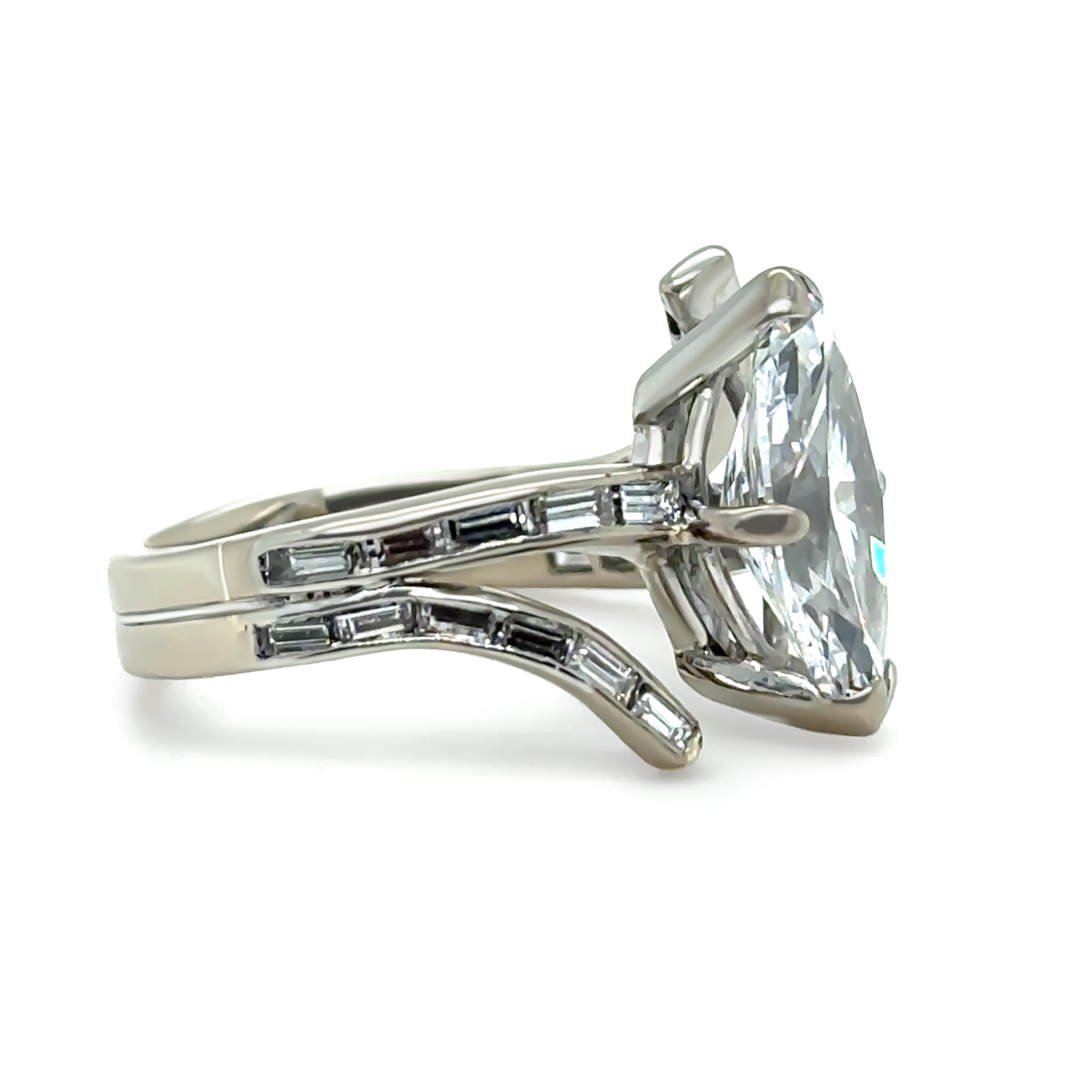 GIA Anillo de diamantes marquesa de oro blanco de 14 ct 3,52 ct Corte marquesa en venta