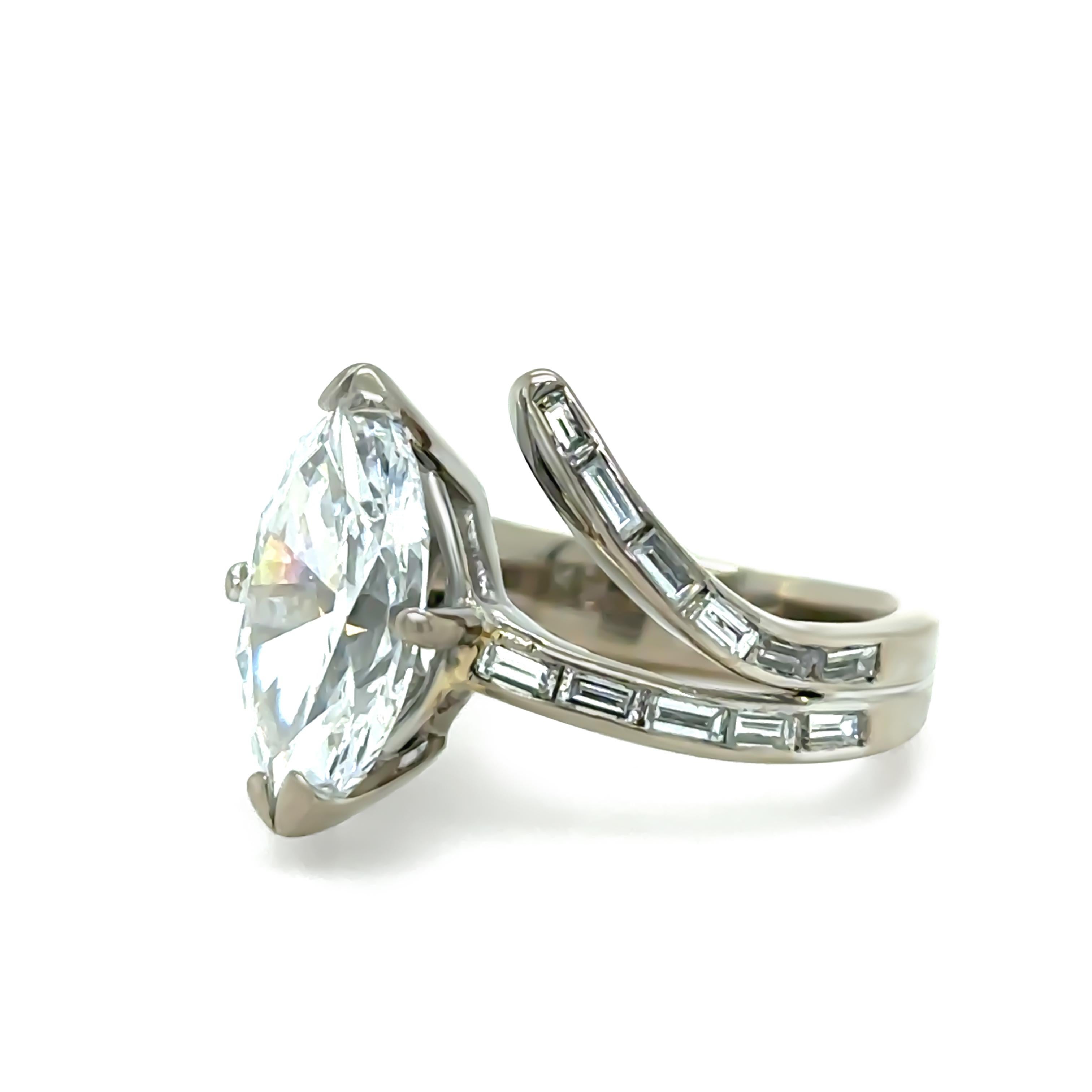 De las mujeres GIA Anillo de diamantes marquesa de oro blanco de 14 ct 3,52 ct en venta