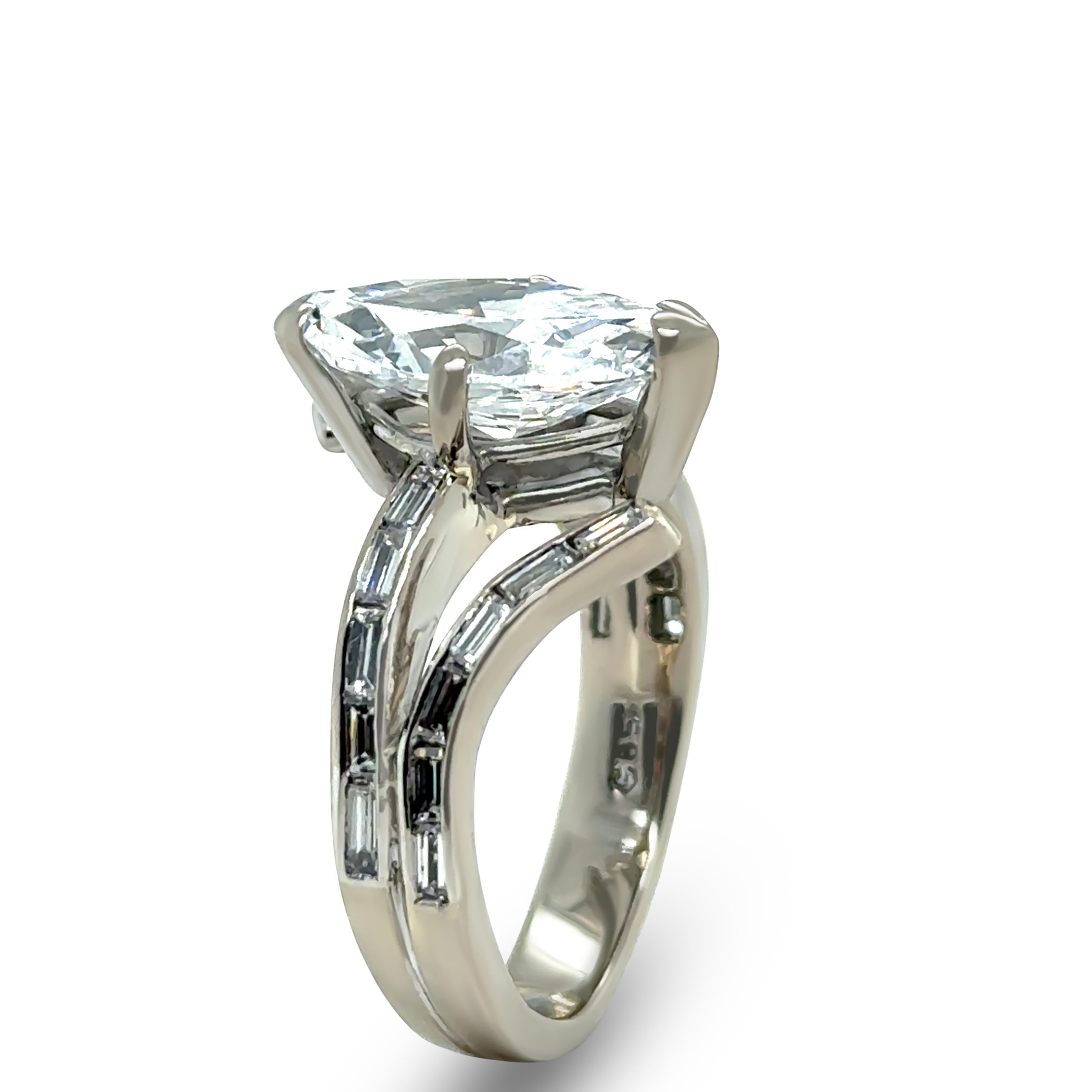 GIA Anillo de diamantes marquesa de oro blanco de 14 ct 3,52 ct en venta 2