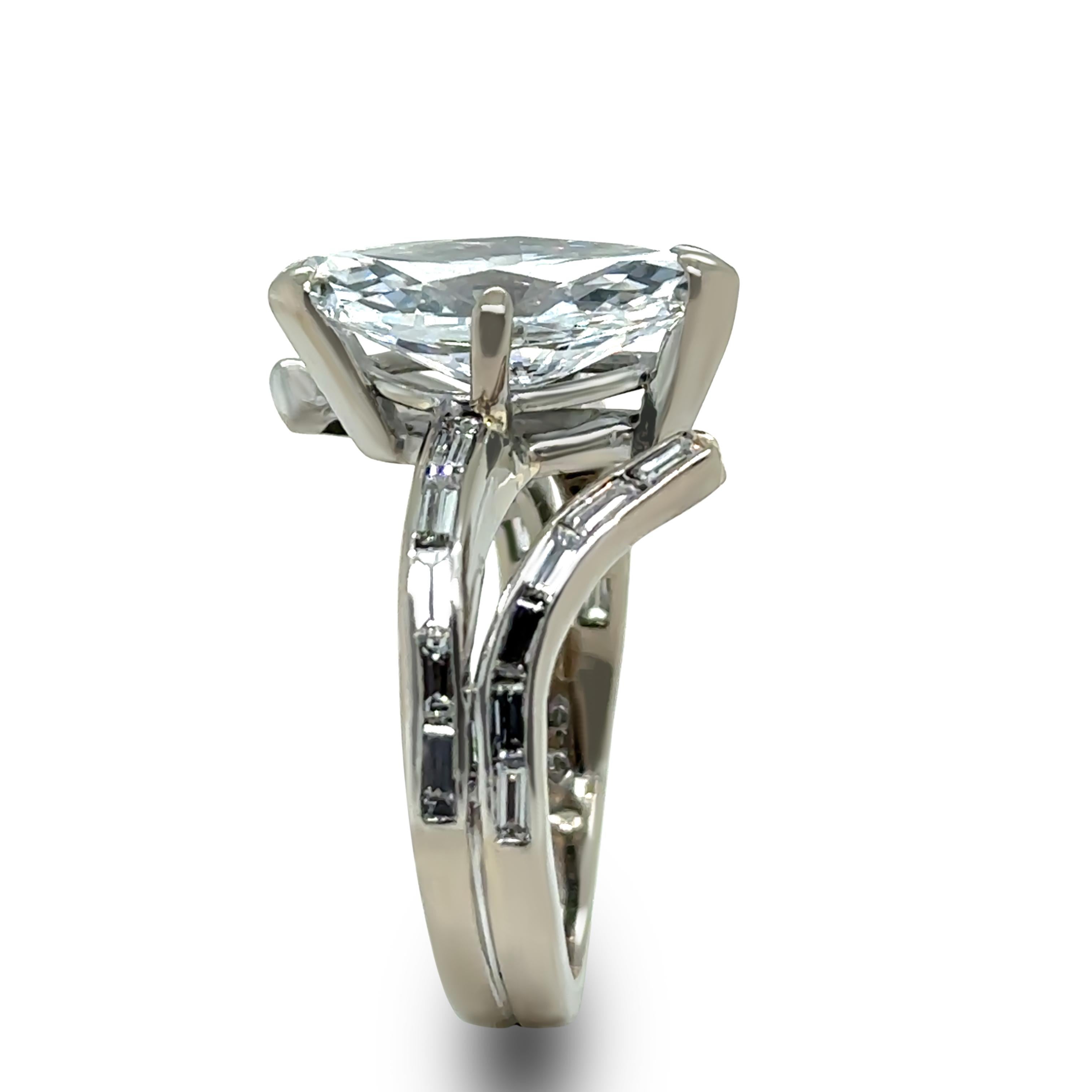 GIA Anillo de diamantes marquesa de oro blanco de 14 ct 3,52 ct en venta 3