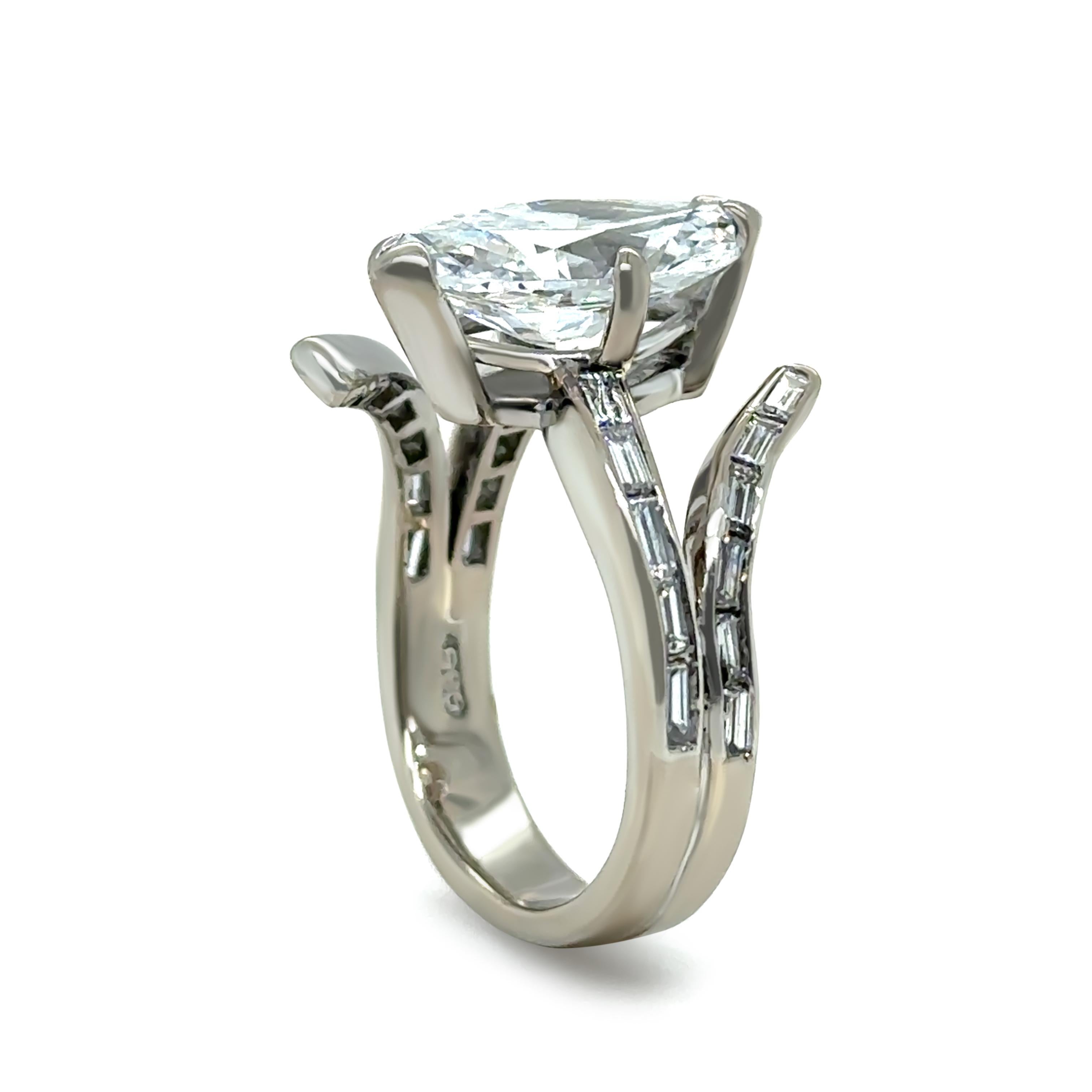 GIA Anillo de diamantes marquesa de oro blanco de 14 ct 3,52 ct en venta 4