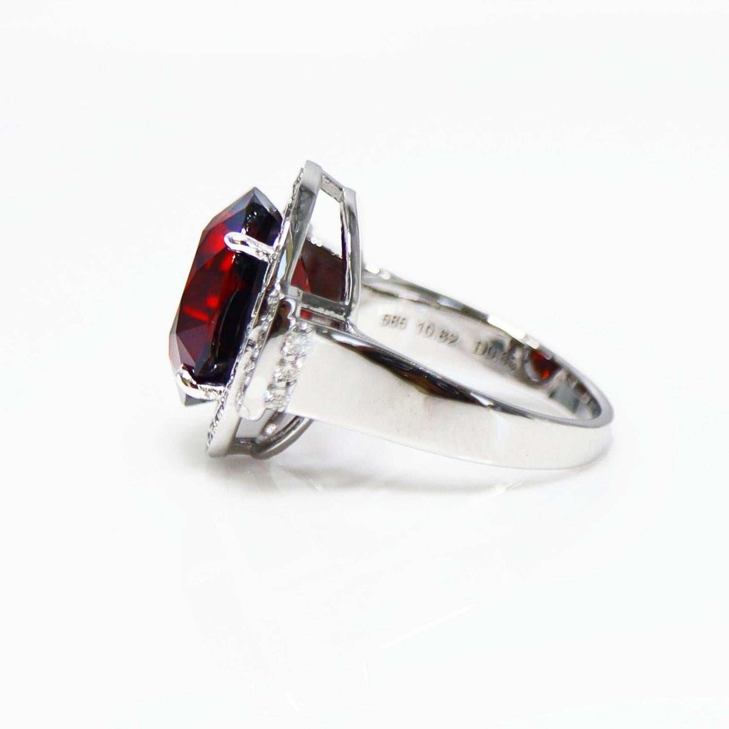 GIA 14K 10.82 Ct Garnet&Diamonds Antique Art Deco Style Engagement Ring For Sale 1