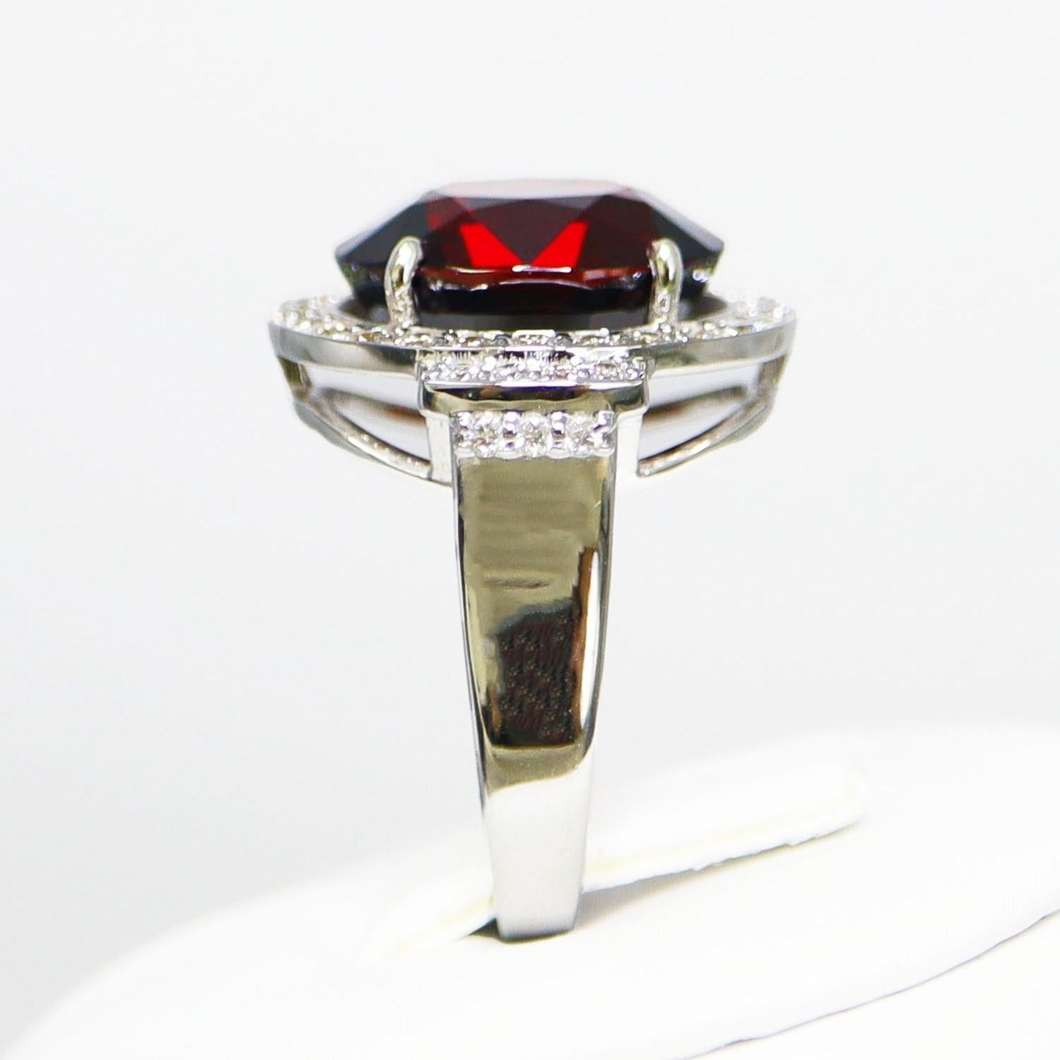 GIA 14K 10.82 Ct Garnet&Diamonds Antique Art Deco Style Engagement Ring For Sale 2