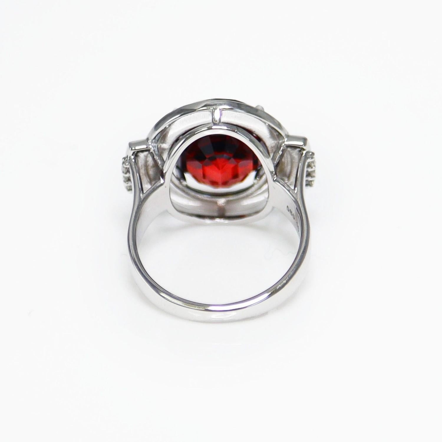 GIA 14K 10.82 Ct Garnet&Diamonds Antique Art Deco Style Engagement Ring For Sale 3