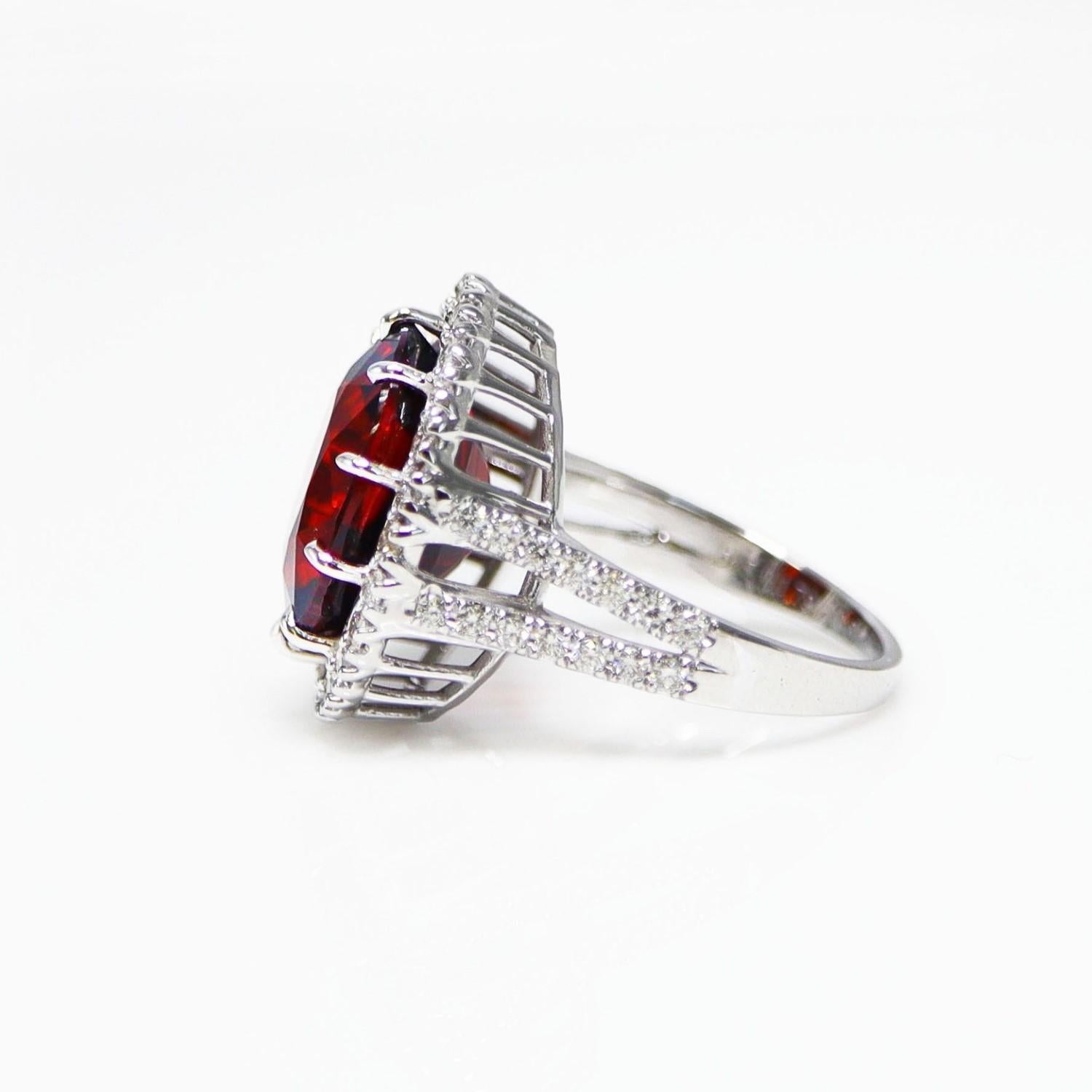 GIA 14K 11.79 Ct Garnet&Diamonds Antique Art Deco Style Engagement Ring For Sale 1