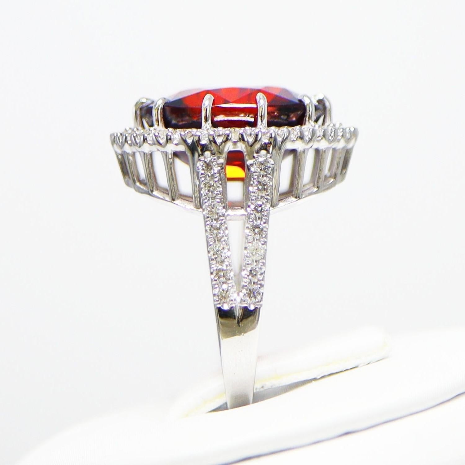 GIA 14K 11.79 Ct Garnet&Diamonds Antique Art Deco Style Engagement Ring For Sale 2