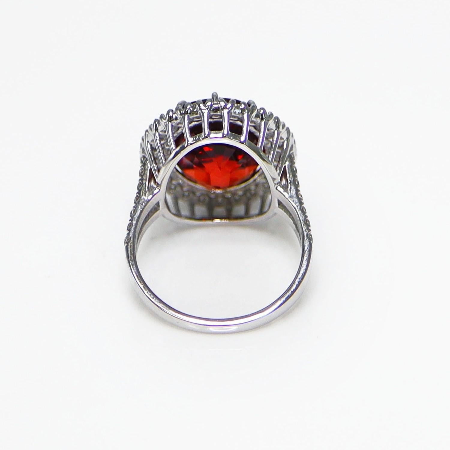 GIA 14K 11.79 Ct Garnet&Diamonds Antique Art Deco Style Engagement Ring For Sale 3