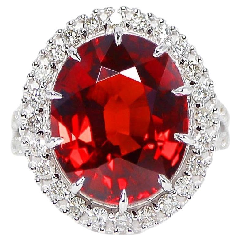 GIA 14K 11.79 Ct Garnet&Diamonds Antique Art Deco Style Engagement Ring