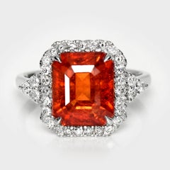 GIA 14K 7.02 Ct Natural Vivid Fanta Garnet&Diamonds Antique Engagement Ring