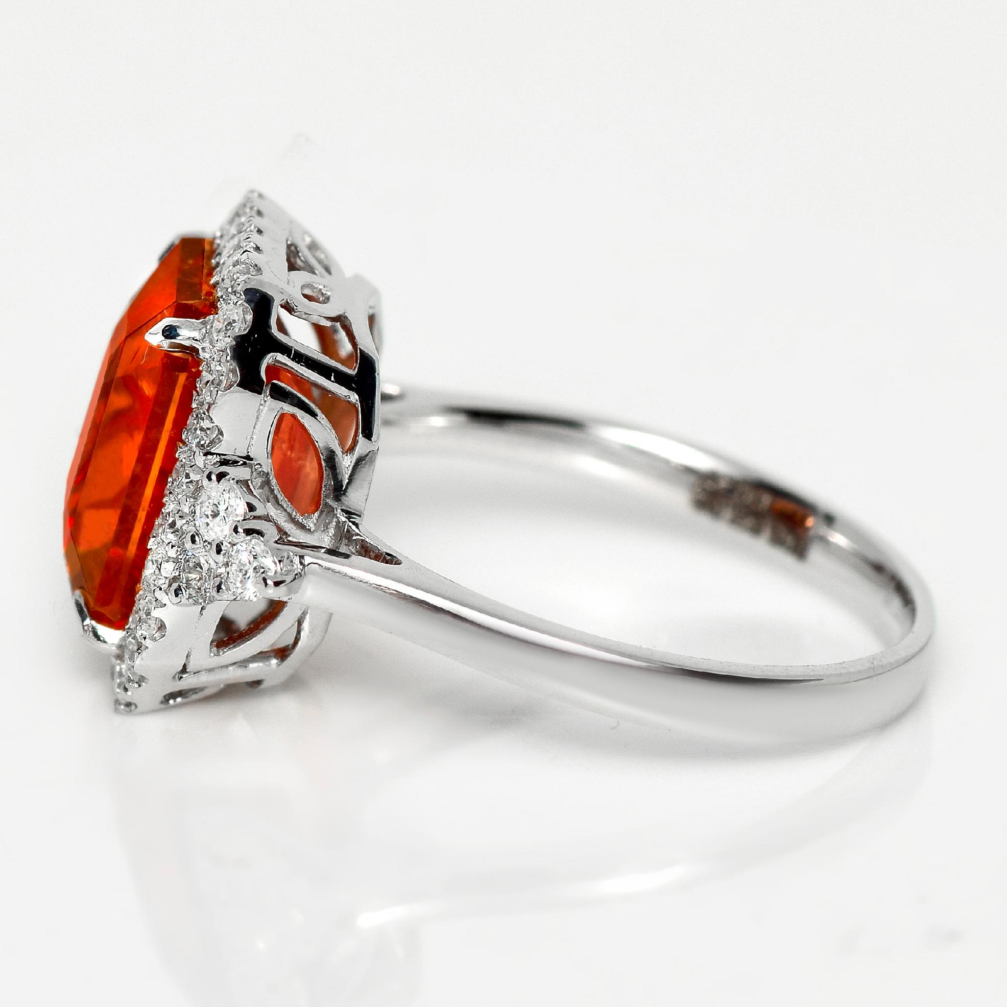 GIA 14K 7.02 Ct Natural Vivid Fanta Garnet&Diamonds Antique Engagement Ring Corte esmeralda en venta