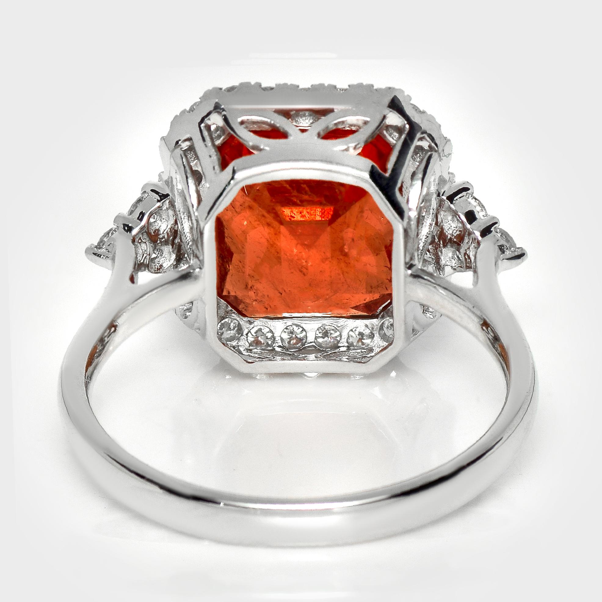 GIA 14K 7.02 Ct Natural Vivid Fanta Garnet&Diamonds Antique Engagement Ring en venta 1