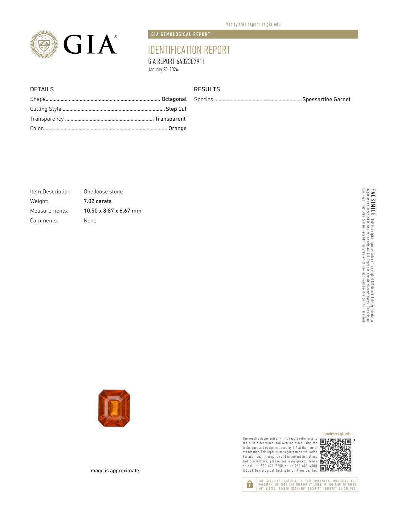 GIA 14K 7.02 Ct Natural Vivid Fanta Garnet&Diamonds Antique Engagement Ring en venta 3