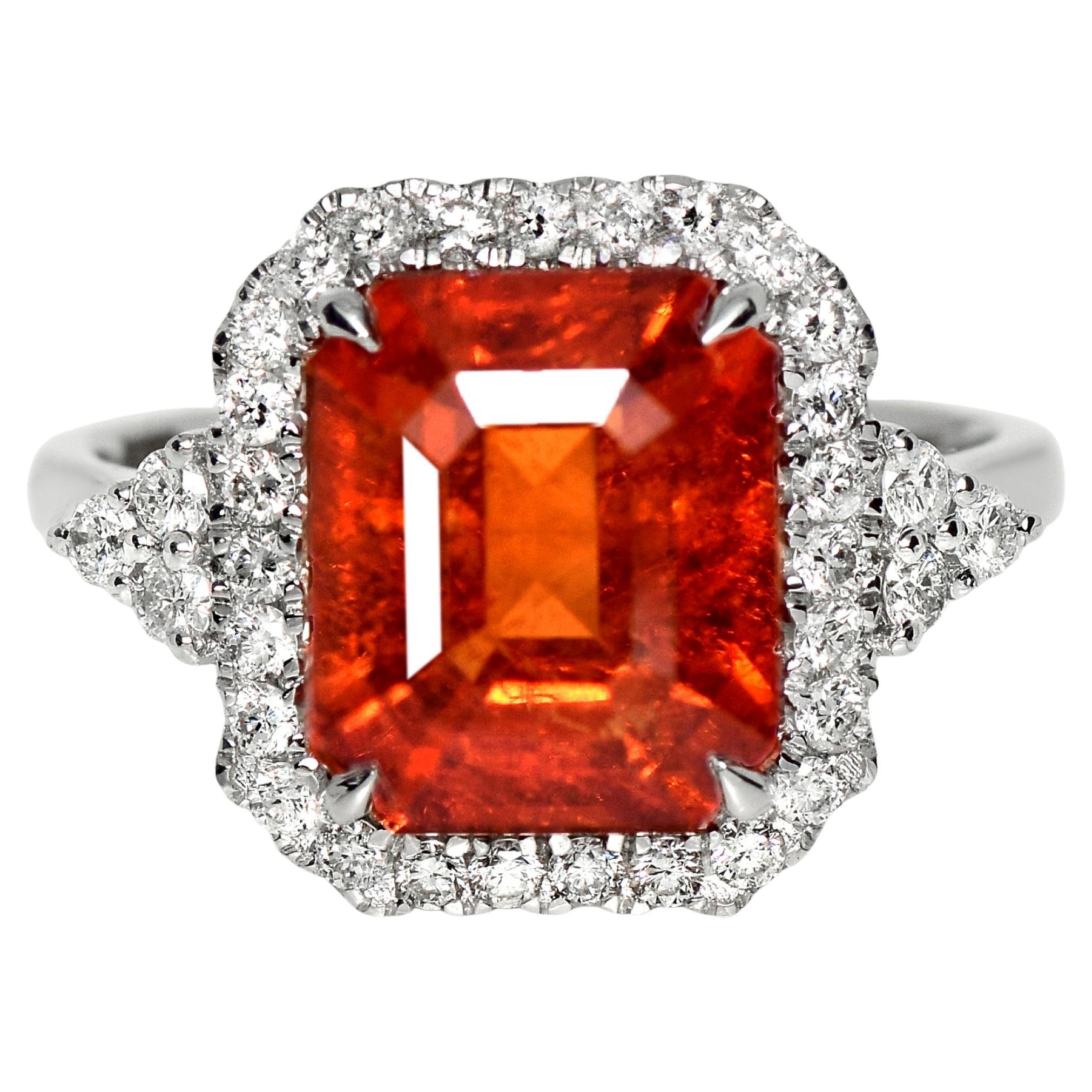 GIA 14K 7.02 Ct Natural Vivid Fanta Garnet&Diamonds Antique Engagement Ring